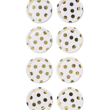 HEMA Gebaksbordjes ⌀17.5cm papier stippen goud - 8 stuks (goud) | HEMA
