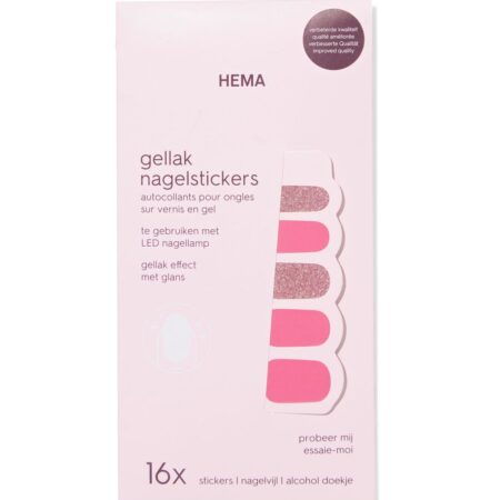 HEMA Gellak nagelstickers roze - 16 stuks | HEMA