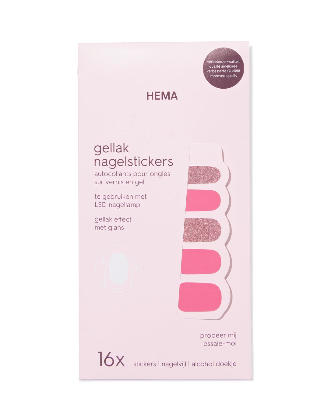 HEMA Gellak nagelstickers roze - 16 stuks | HEMA