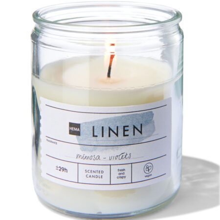 HEMA Geurkaars in glas Ø6.5 linen (wit) | HEMA