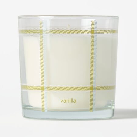 Geurkaars ⌀10x10cm glas ruiten vanille (ivoor)