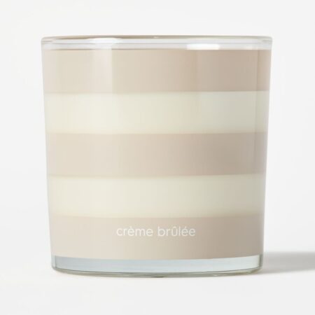 Geurkaars ⌀10x10cm glas strepen crème brûlée (naturel)