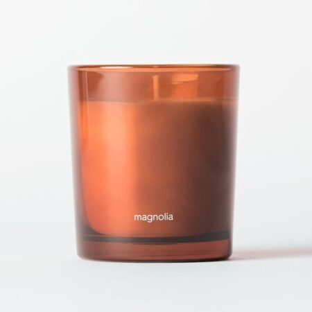 Geurkaars ⌀7x8cm glas magnolia (bruin)