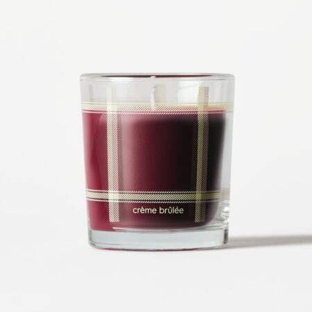 Geurkaars ⌀7x8cm glas ruiten crème brûlée (aubergine)