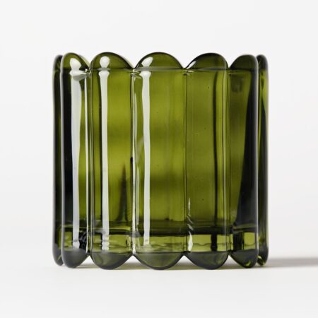 Geurkaars ⌀8cm Bink glas ribbel donkergroen