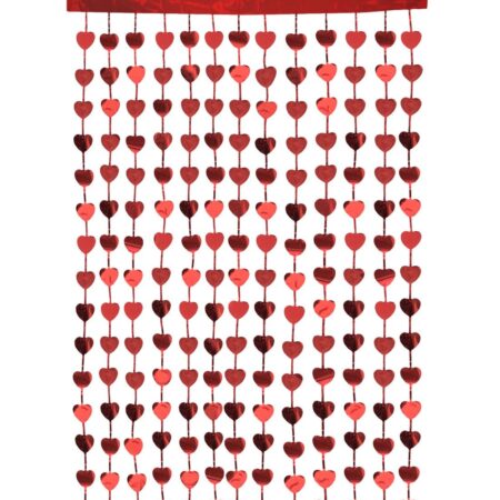 HEMA Glitter gordijn hartjes rood (rood) | HEMA