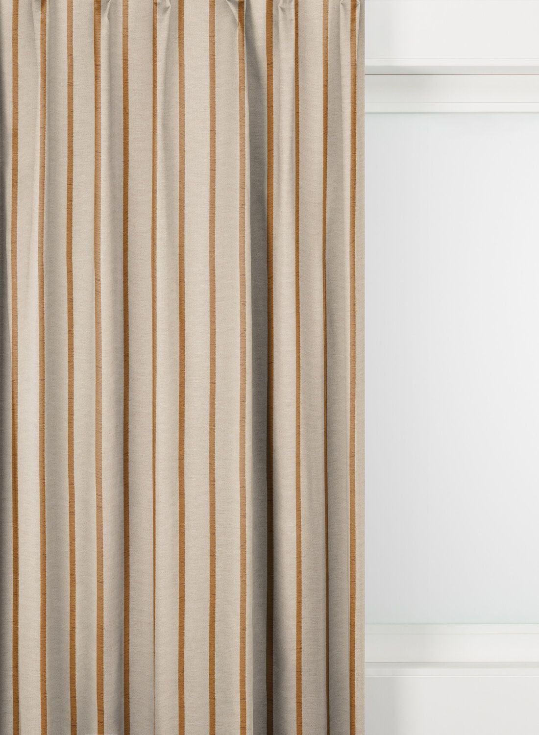 HEMA Gordijnstof Andel lichtdoorlatend strepen ecru-cognac (cognac) | HEMA