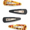 Haarclips 2.5cm tortoise zwart - 4 stuks