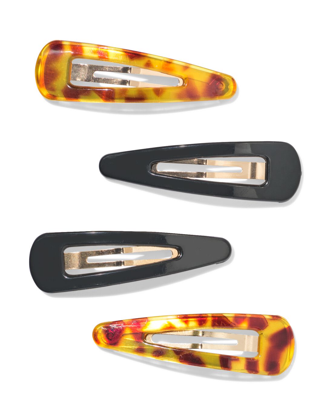 Haarclips 2.5cm tortoise zwart - 4 stuks