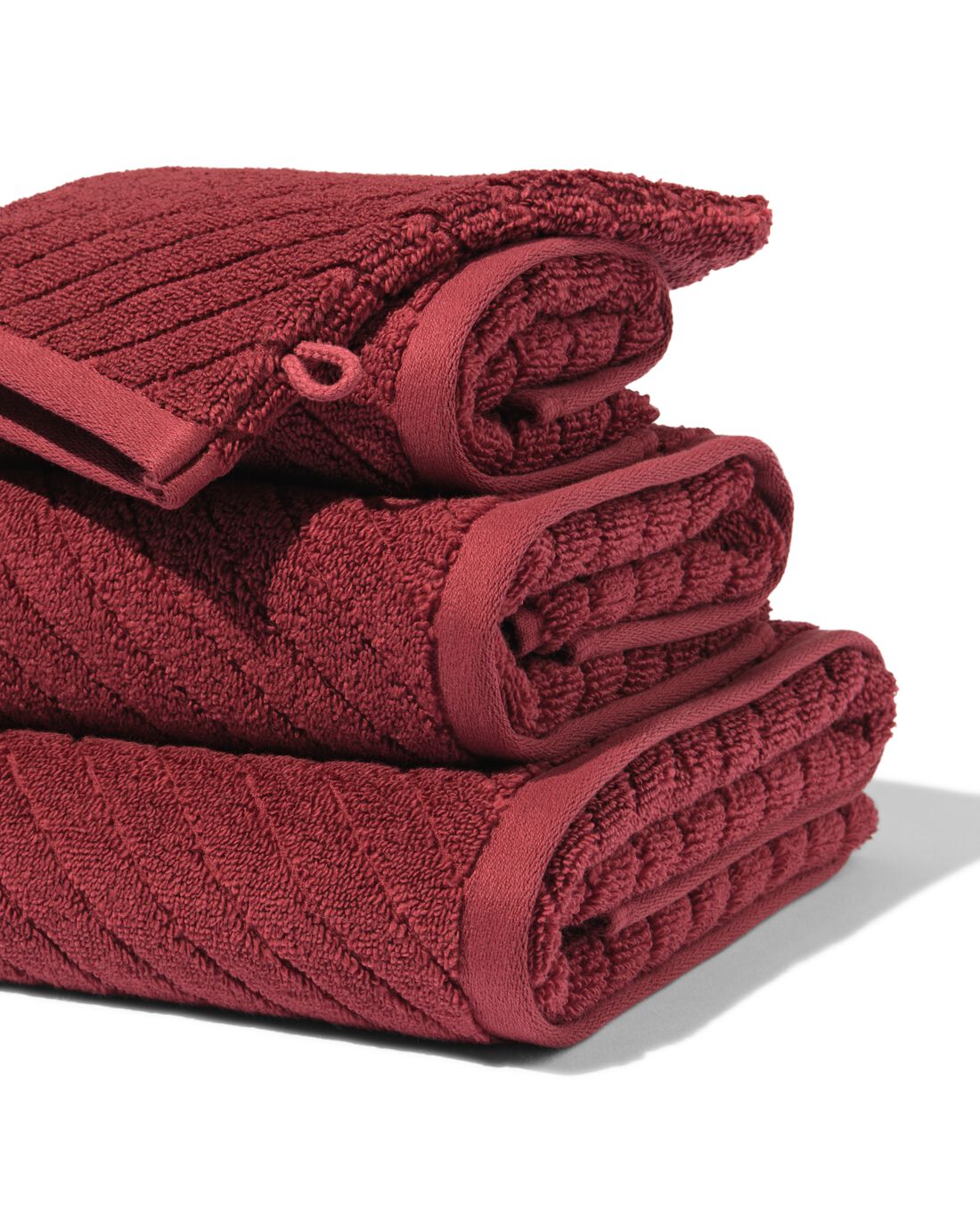 HEMA Handdoek - zware kwaliteit diagonaal bordeauxrood (bordeauxrood) | HEMA