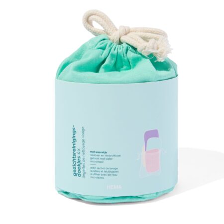 HEMA Herbruikbare gezichtsreinigingsdoekjes met was- en bewaarzakje 8cm - 4 stuks | HEMA