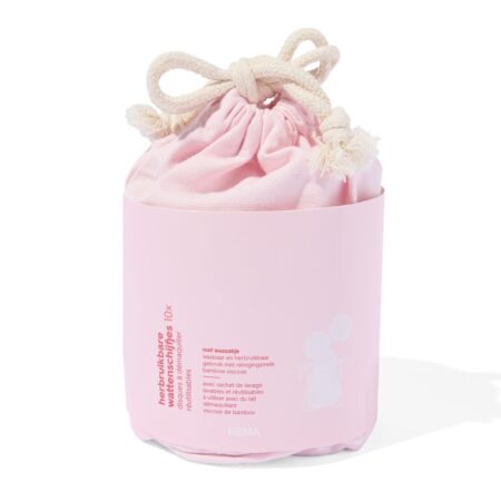 HEMA Herbruikbare make-up pads bamboe met was- en bewaarzakje Ø8cm - 10 stuks | HEMA