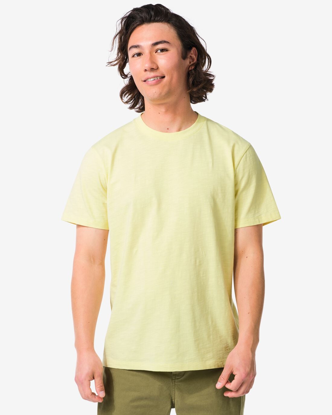 HEMA Heren T-shirt Jaap slub lichtgeel (lichtgeel) | HEMA