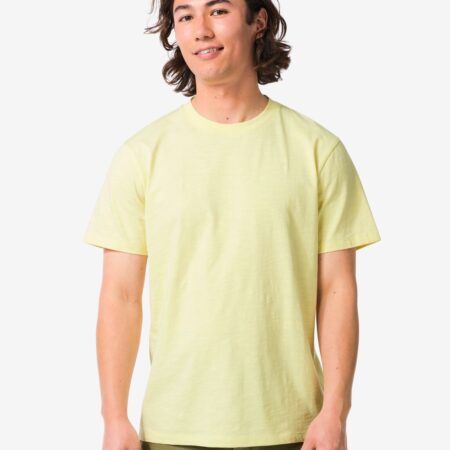 HEMA Heren T-shirt Jaap slub lichtgeel (lichtgeel) | HEMA