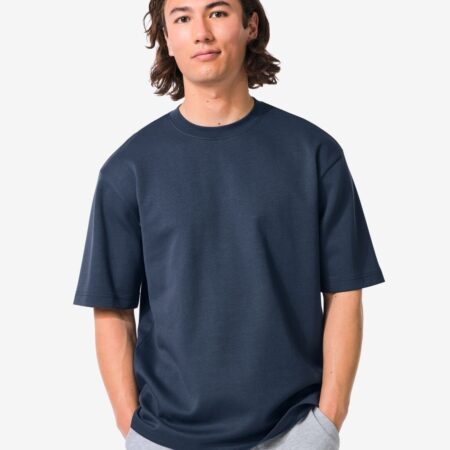 HEMA Heren T-shirt Job oversized fit donkerblauw (donkerblauw) | HEMA
