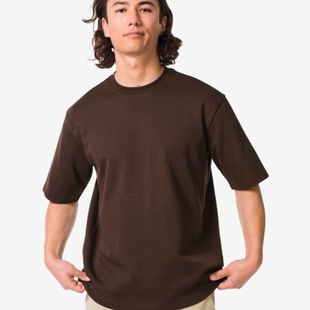 HEMA Heren T-shirt Job oversized fit donkerbruin (donkerbruin) | HEMA