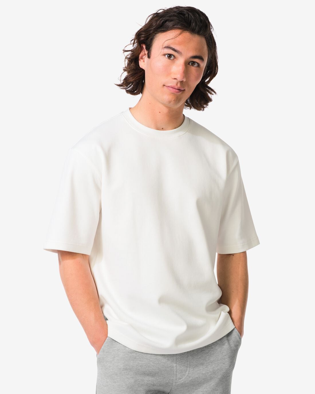 HEMA Heren T-shirt Job oversized fit gebroken wit (gebroken wit) | HEMA