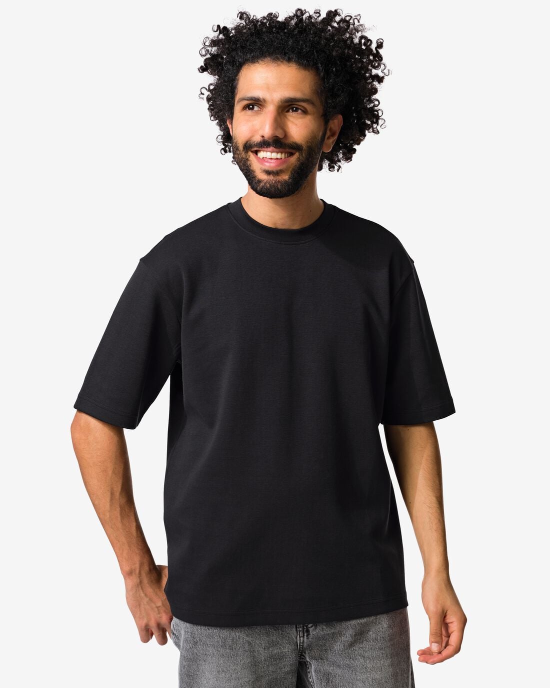 HEMA Heren T-shirt Job oversized fit zwart (zwart) | HEMA