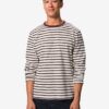 Heren T-shirt Loek jersey strepen gebroken wit (gebroken wit)