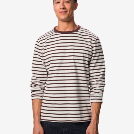 Heren T-shirt Loek jersey strepen gebroken wit (gebroken wit)