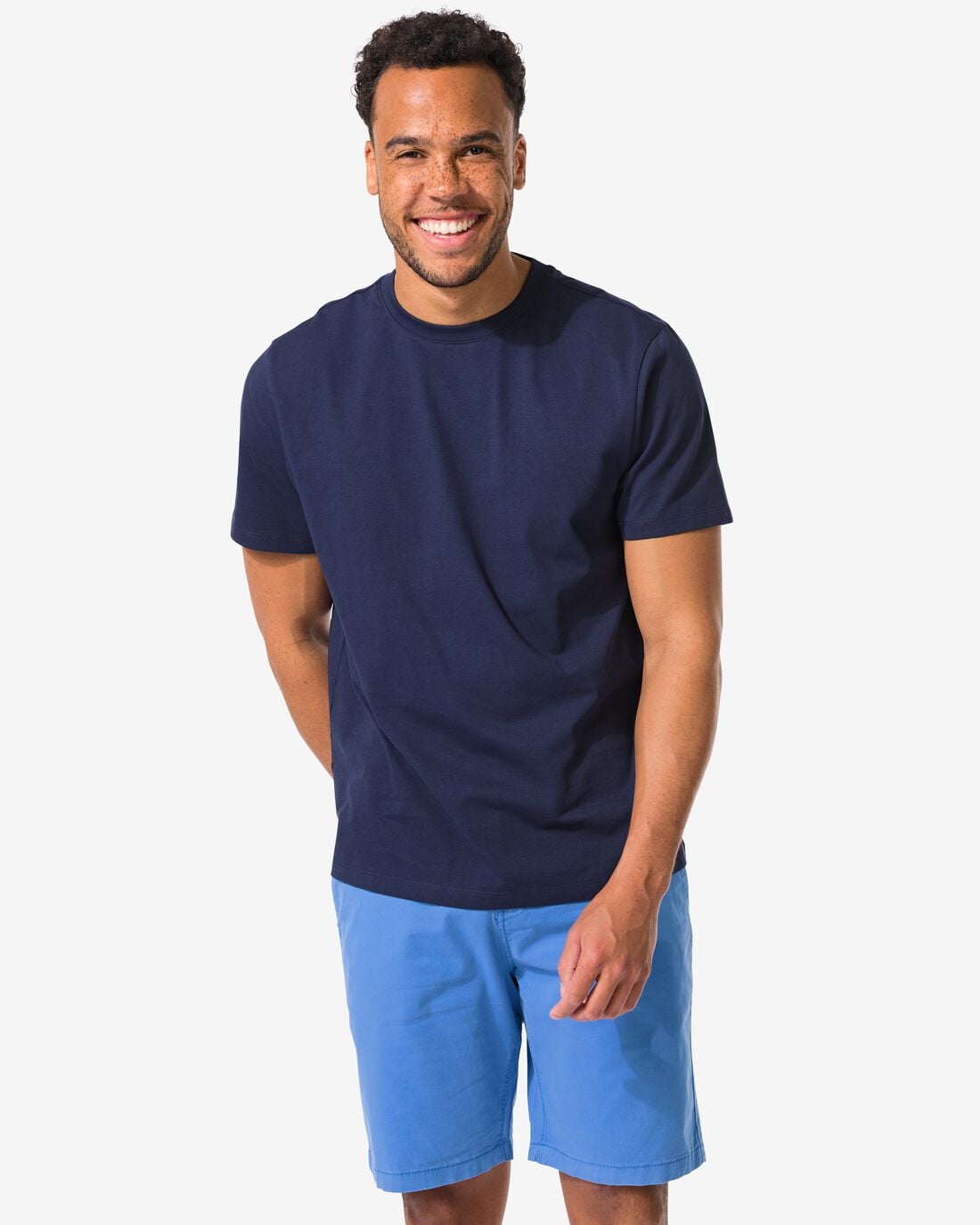 HEMA Heren T-shirt regular fit donkerblauw (donkerblauw) | HEMA