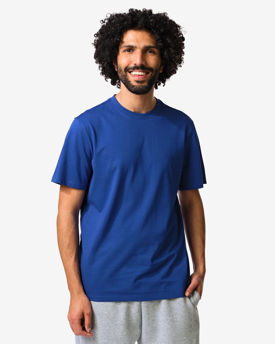 HEMA Heren T-shirt regular fit felblauw (felblauw) | HEMA