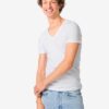 HEMA Heren T-shirts slim fit diepe v-hals - 2 stuks wit (wit) | HEMA