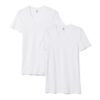 Heren T-shirts slimfit diepe v-hals extra lang - 2 stuks wit