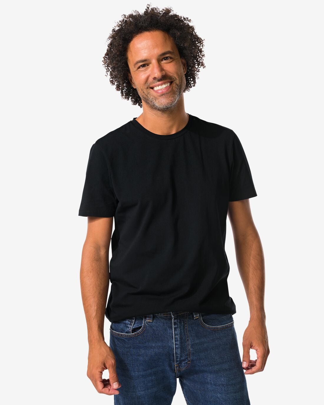 HEMA Heren T-shirts slimfit o-hals - 2 stuks zwart (zwart) | HEMA