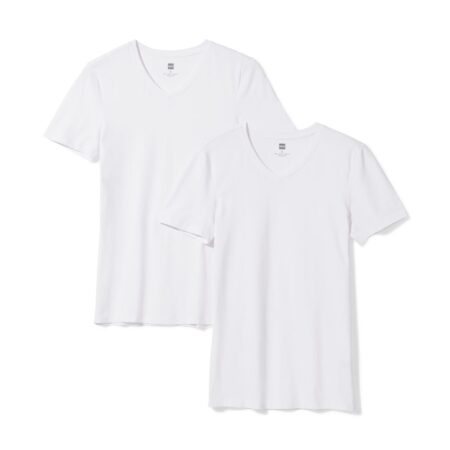 Heren T-shirts slimfit v-hals - 2 stuks wit