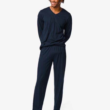 HEMA Heren pyjama donkerblauw (donkerblauw) | HEMA