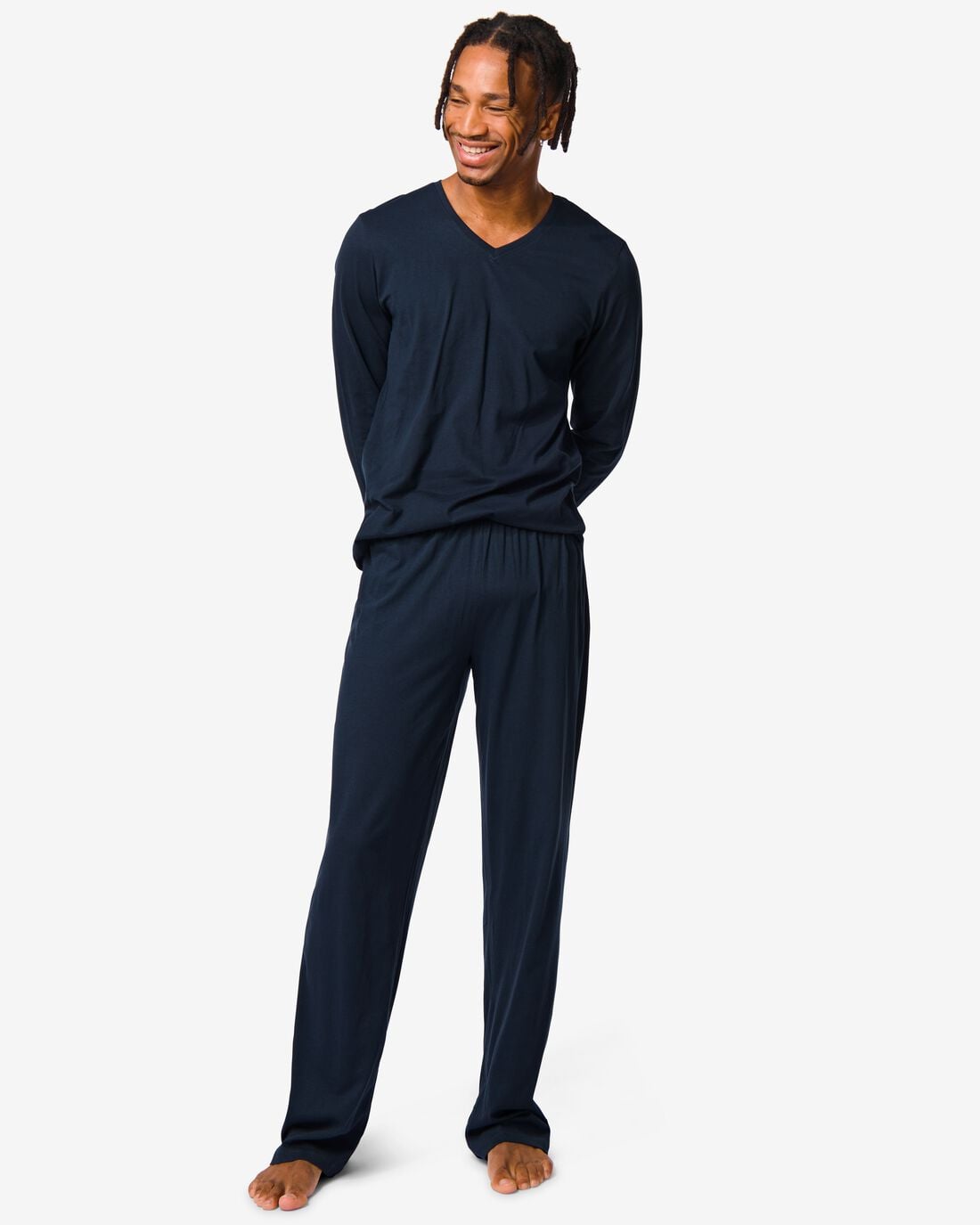 HEMA Heren pyjama donkerblauw (donkerblauw) | HEMA