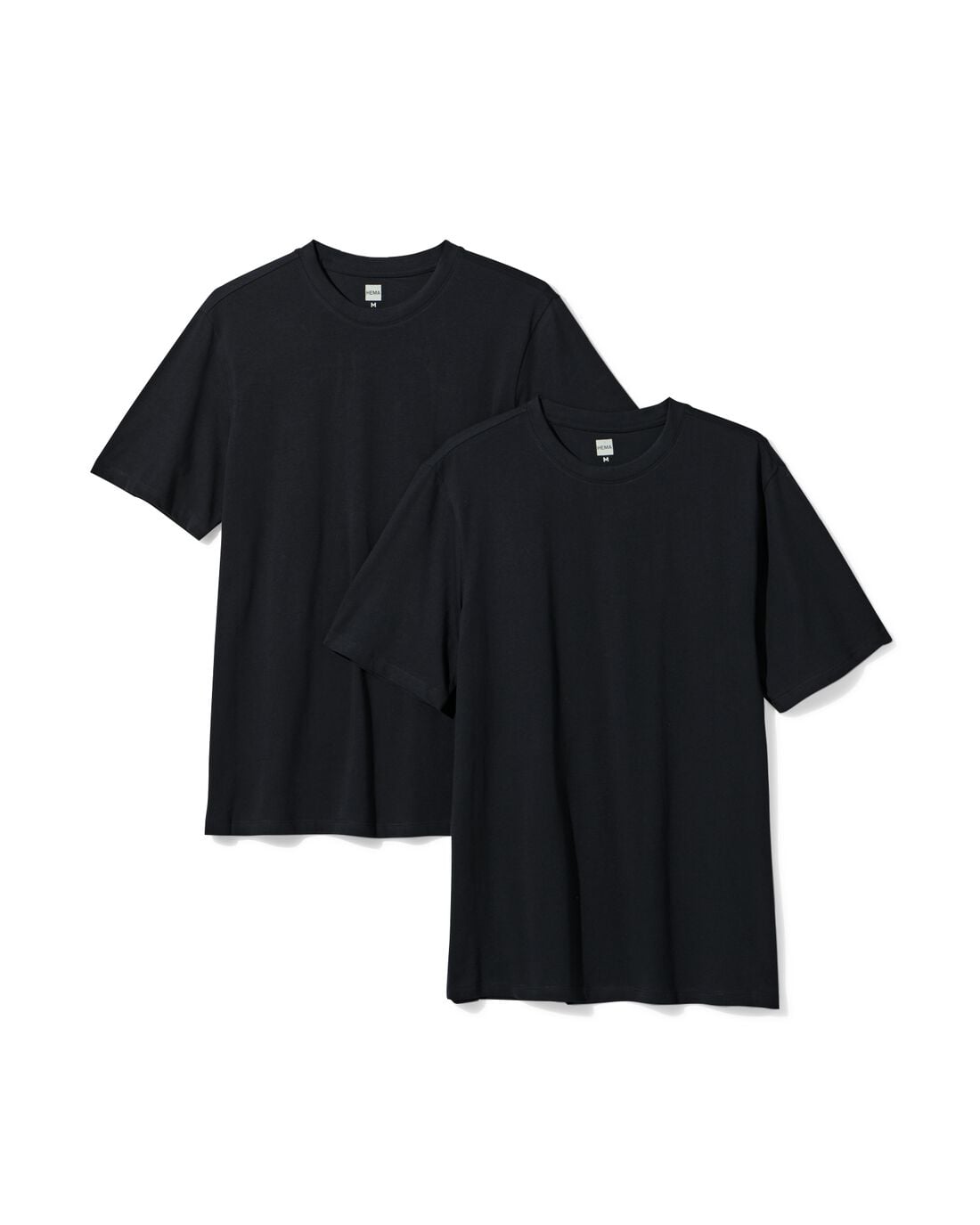 HEMA Heren t-shirt regular fit o-hals - 2 stuks zwart | HEMA
