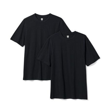 Heren t-shirt regular fit o-hals - 2 stuks zwart