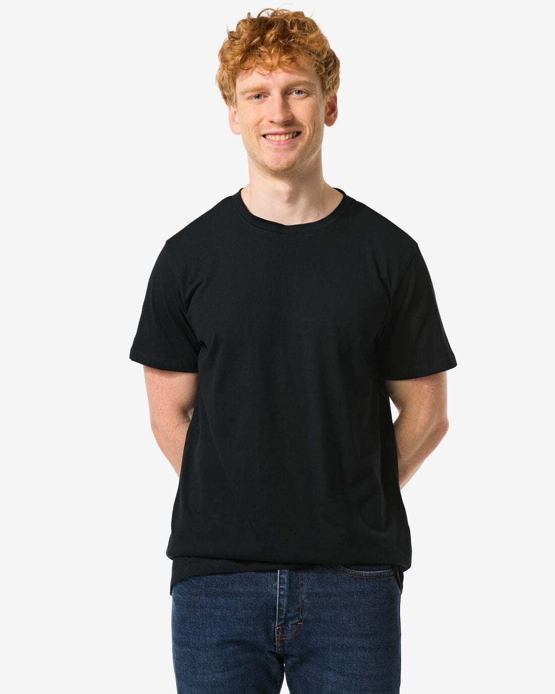 HEMA Heren t-shirt regular fit o-hals extra lang - 2 stuks zwart | HEMA
