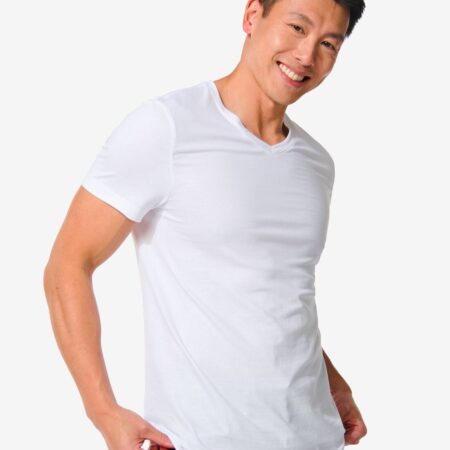 HEMA Heren t-shirt regular fit v-hals - 2 stuks wit | HEMA