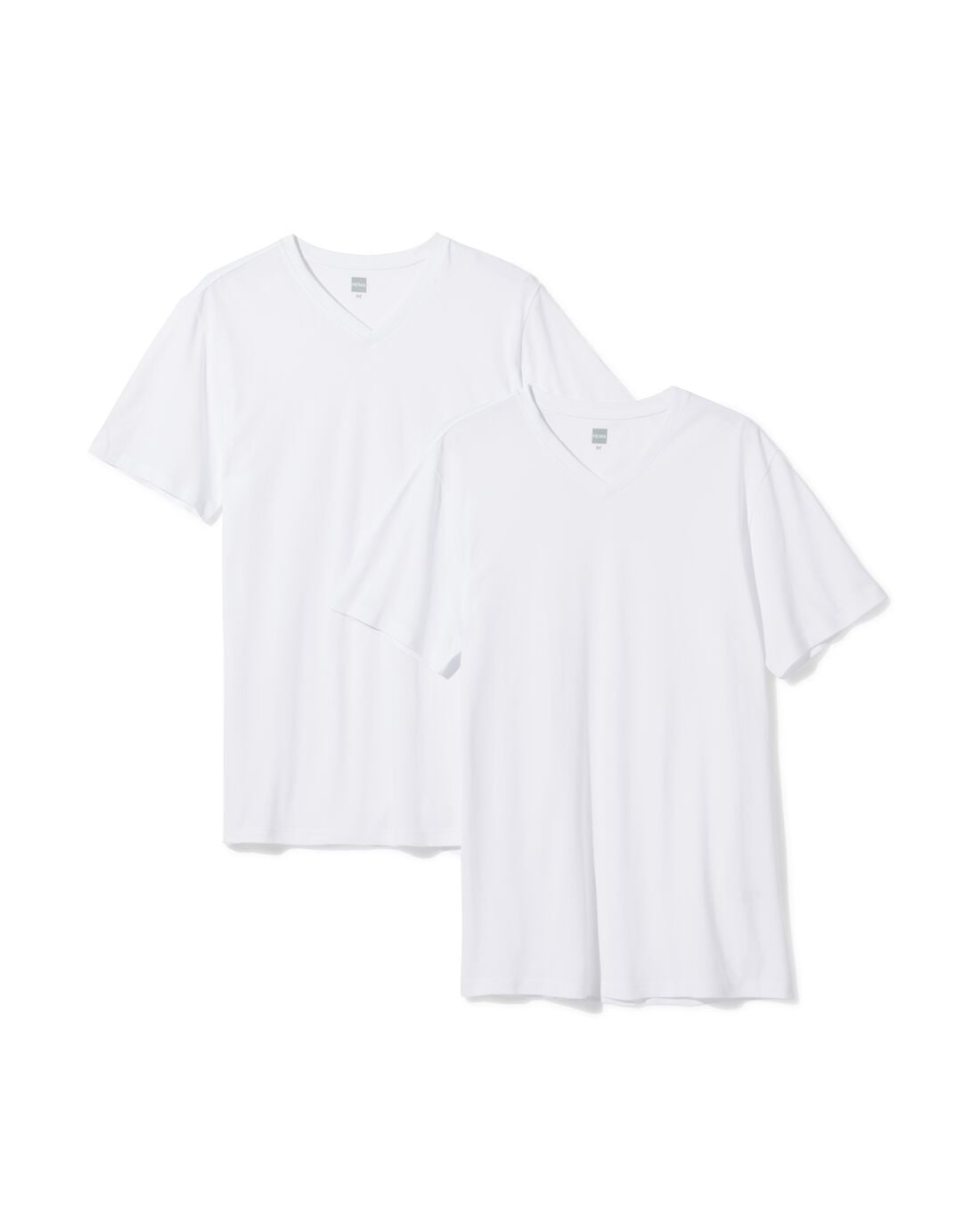 HEMA Heren t-shirt regular fit v-hals extra lang - 2 stuks wit | HEMA