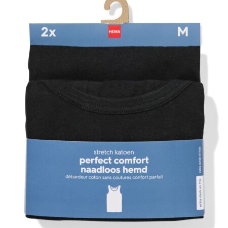 Herenhemden perfect comfort naadloos - 2 stuks zwart