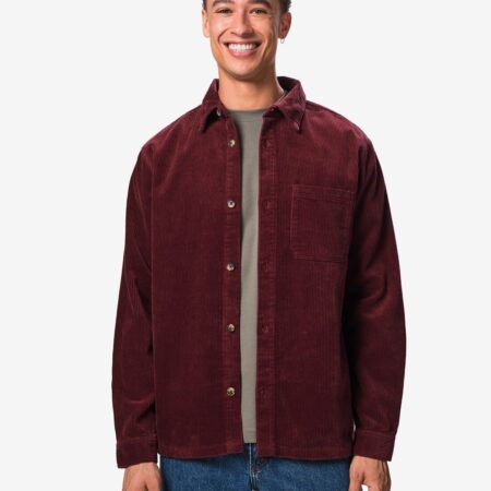 HEMA Herenovershirt Stef corduroy donkerrood (donkerrood) | HEMA