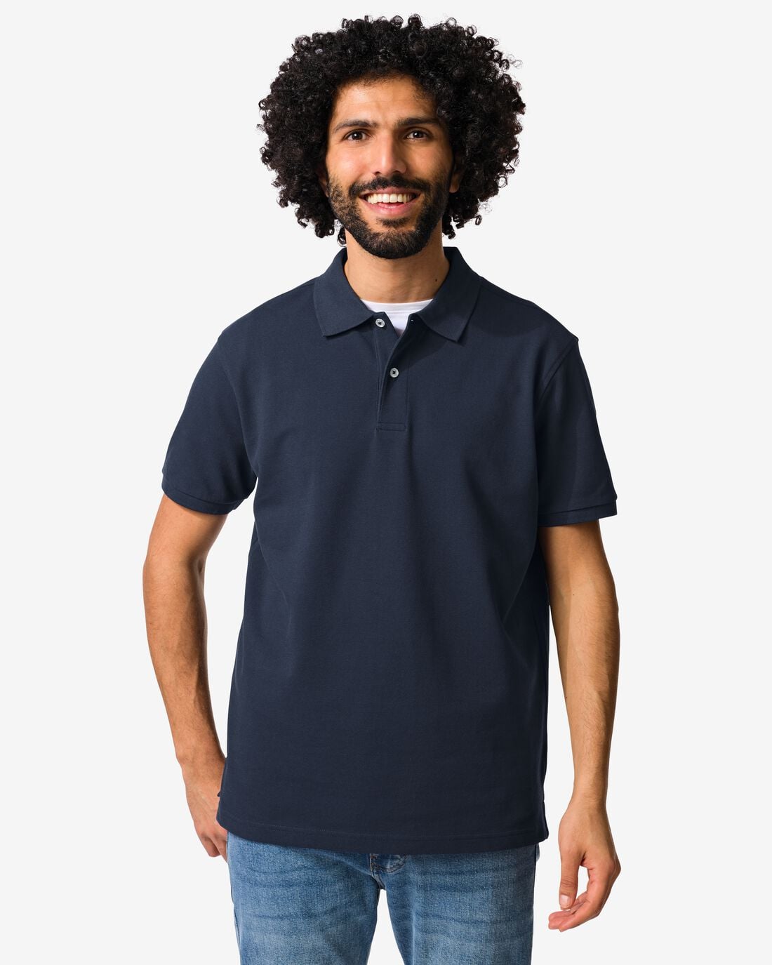 HEMA Herenpolo Denton regular fit donkerblauw (donkerblauw) | HEMA