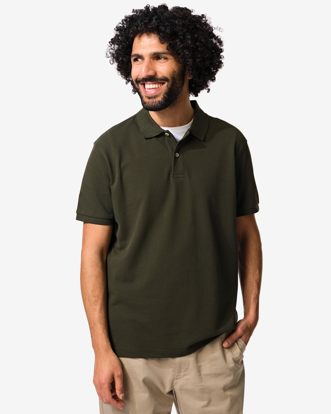 HEMA Herenpolo Denton regular fit piqué donkergroen (donkergroen) | HEMA
