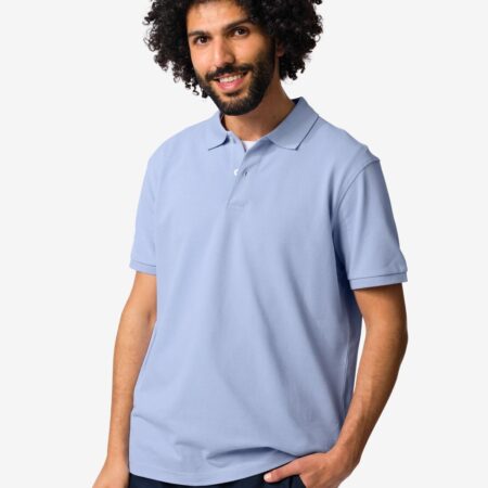 HEMA Herenpolo Denton regular fit piqué lichtblauw (lichtblauw) | HEMA