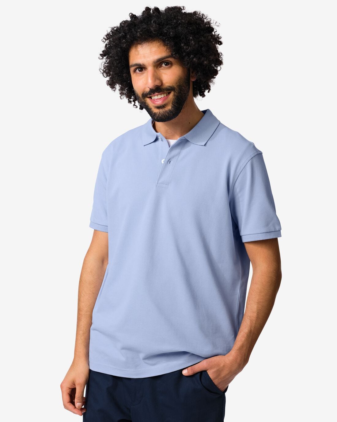 HEMA Herenpolo Denton regular fit piqué lichtblauw (lichtblauw) | HEMA