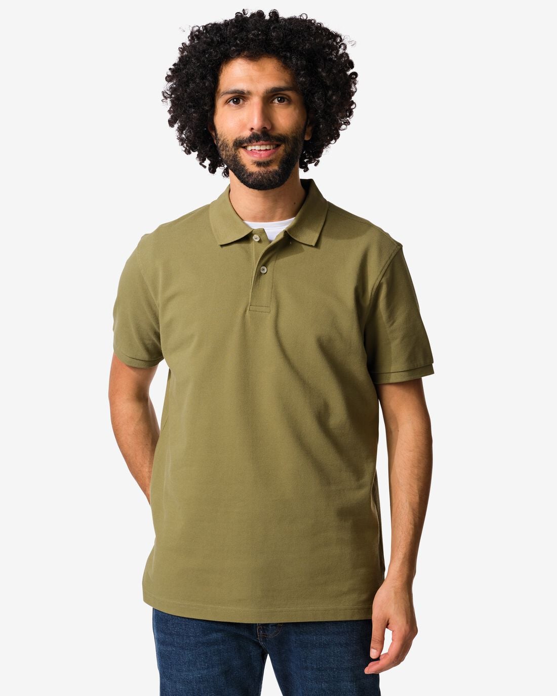 HEMA Herenpolo Denton regular fit piqué middengroen (middengroen) | HEMA