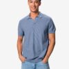 HEMA Herenpolo Kris gebreid middenblauw (middenblauw) | HEMA
