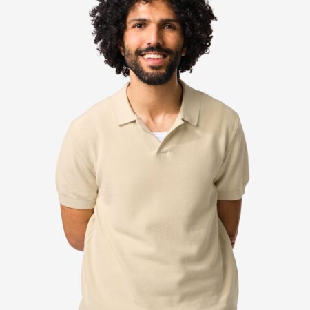 HEMA Herenpolo Kris structuur beige (beige) | HEMA