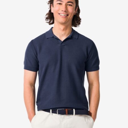 HEMA Herenpolo Kris structuur donkerblauw (donkerblauw) | HEMA