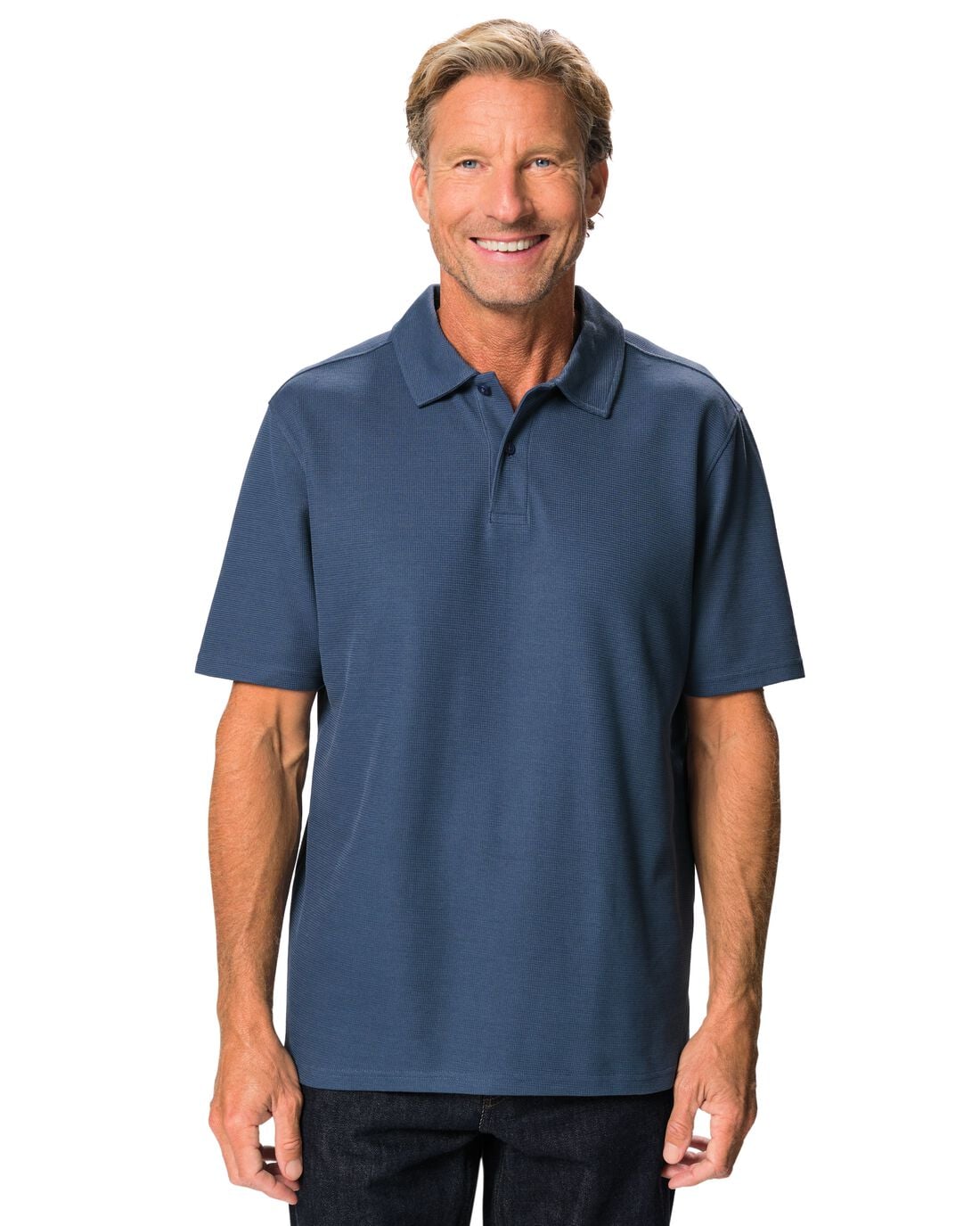 HEMA Herenpolo Peter wafel donkerblauw (donkerblauw) | HEMA