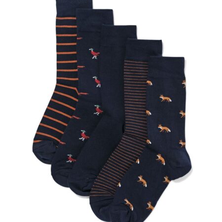 Herensokken dieren - 5 paar donkerblauw