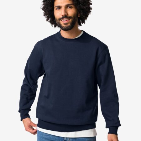 HEMA Herentrui Daryl regular fit sweatstof donkerblauw (donkerblauw) | HEMA